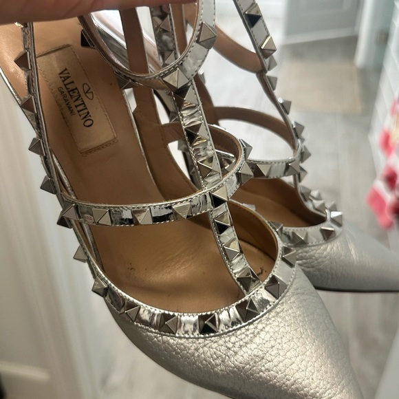 Valentino Silver Studded Women's Shoes - Picture 8 of 9